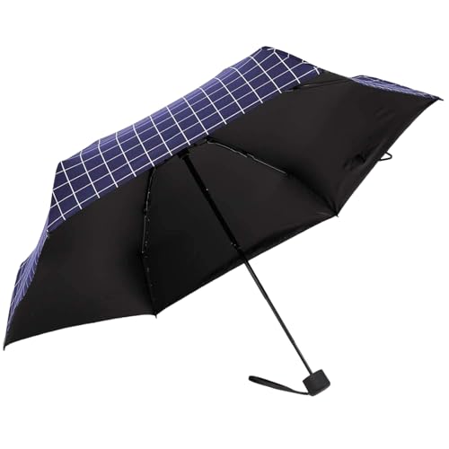 GAOYAING Compact Travel Umbrella with Case Sun&Rain Lightweight Small and Compact Suit for Pocket 34 Inches - color: Blue Grid Pattern, size: 34 Inches