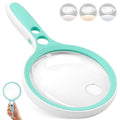 Large Magnifying Glass with Light,10X 25X 45X 60X Handheld Illuminated Lighted Magnifier, 5in Page Reading Magnifier with 12 LED Lights for Seniors Reading, Coins, Jewelry, Close Work - Green | 5-inch large lens with built-in LED light, handheld magnifier