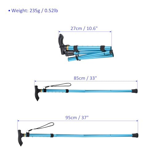 M METERXITY Trekking Poles - Collapsible Hiking Walking Sticks, Telescopic & Folding, Apply to Women Walking Backpacking - color: Blue
