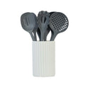 Glad Kitchen Utensils Set, 8pcs - Nonstick Cooking Tools with Utensil Holder - Nylon Spoon, Ladle, Skimmer, Spaghetti Server, and Turner Spatula Set - Dishwasher Safe, Grey - color: Gray, size: 8-piece Set