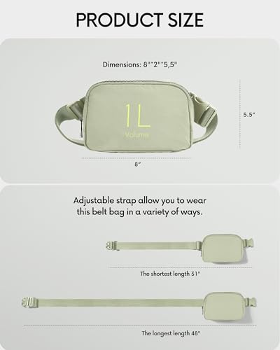 ODODOS Unisex Mini Belt Bag with Adjustable Strap Small Fanny Pack for Workout Running Traveling Hiking, Desert Sage - color: Desert Sage
