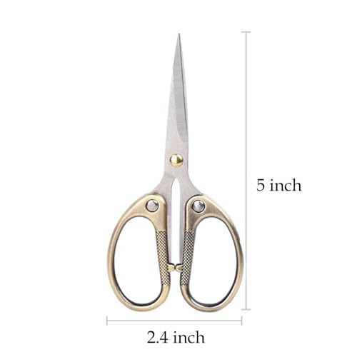 5" All Stainless Steel Office Scissors,Ultra Sharp Blade Shears,Sturdy Sharp Scissor for Office Home School Sewing Fabric Craft Supplies Multipurpose Scissors Brassy - color: Brassy, size: 5"