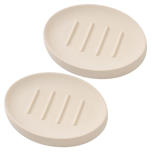 Soap Dish Bathroom Resin Bar Soap Holder for Shower Soap Tray for Kitchen Sink 2 Pack(Cream) - color: Cream, size: 2 Pack