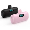 [2 Pack] Small Portable Charger for iPhone14/13, 5000mAh PD Fast Charging Power Bank, LCD Display Cute Mini Battery Pack Compatible with iPhone 14/14 Pro Max/13/13 Pro/12 Pro/11/XR/X/8-Black+Pink - color: Black+Pink