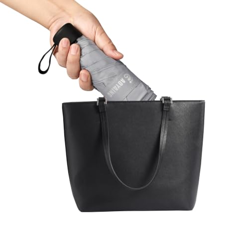 GAOYAING Compact Travel Umbrella with Case Sun&Rain Lightweight Small and Compact Suit for Pocket 34 Inches - color: Grey, size: 34 Inches