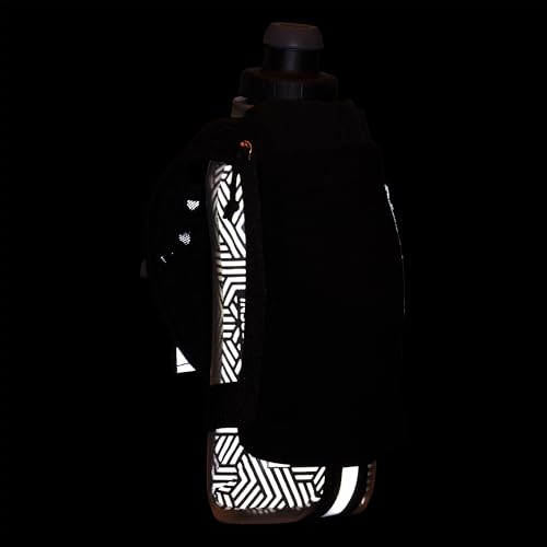 Nathan SpeedDraw 2 Insulated Handheld Running Water Bottle Flask – Double-Wall Insulation, Ergonomic Grip, Blast Valve Cap, Phone & Key Storage Pockets, Reflective Design - 18oz Insulated - Black - color: Black 18oz Insulated