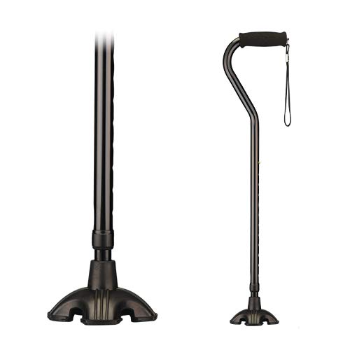 NOVA Offset Quad Cane for Seniors - Adjustable Walking Cane with Wrist Strap, Foam Handle, Anti-Rattle Lock - Lightweight Mobility Aid for Men and Women - Black - color: Black