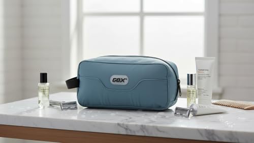 Small Travel Toiletry Bag for Men, Dopp Kit Mens, Zipper Pouch for Travel - color: Haze Blue