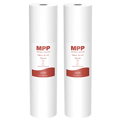 SimPure 5 Micron 20" x 4.5" Whole House Sediment Water Filter Cartridge - size: 2 Count (Pack of 1), style: 20" x 4.5"