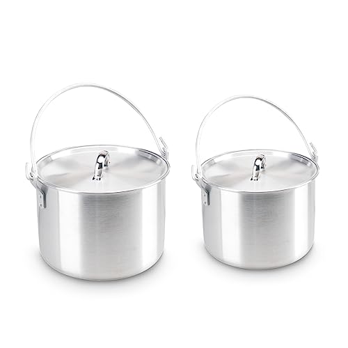 AceCamp Nested Pot Aluminum Lightweight Cooking Pot Set Outdoor Large Stock with lid and folding handle - 4L,8L,12L