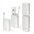 Travel Toothbrush and Toothpaste Case,Portable Tooth Brush Holder,Large White Toothbrush Container with Mouthwash Cup,2 in 1 Toothbrush Organizer for Traveling,Camping,School,Home - color: White