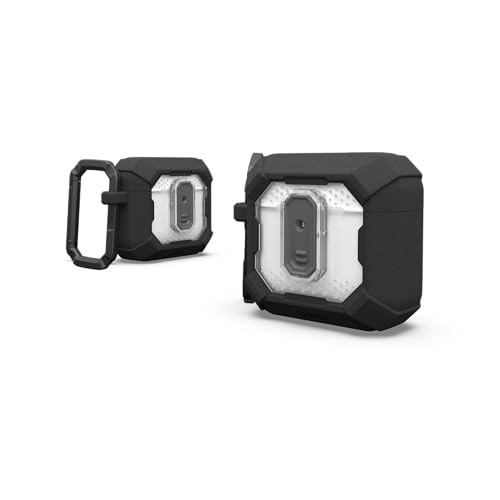 URBAN ARMOR GEAR UAG Designed for AirPods (4th Gen, 2024) Protective Case with Lock Plasma, Rugged Hard Shell Military Grade Protective Cover with Secure Lock Lid & Detachable Carabiner Clip, Black - color: Black