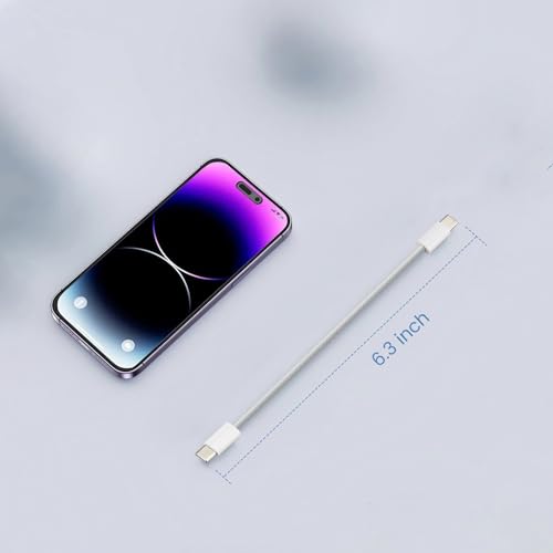 6 Inch USB C to USB C Cable Short Type C Charging Cable, 0.5 ft 6” White | Braided USBC Phone Charger Cord - size: 6 inches