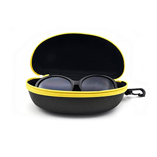 3pcs Zipper Hard Shell Sunglasses Case and Eyeglasses Case Portable Travel Glasses Case with Plastic Hook - color: Yellow