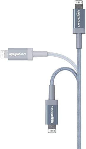 Amazon Basics 2-Pack USB-A to Lightning Cable, Apple MFi Certified, Nylon Braided Cord for iPhone 14 13 12 11 X Xs Pro, Pro Max, Plus, iPad, Data Sync, 3 Foot, Dark Gray - color: Dark Gray, size: 3 Feet, style: 2-Pack