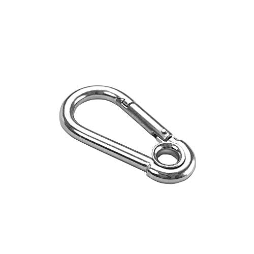 5pcs 1/4'' Stainless Steel Carabiner Clip Spring Snap Hook Link with Eyelet, 250lb Load, 2-3/8 Inch Length - size: 1/4''