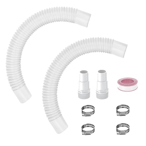 Pool Sand Filter Pump Hose– 1.25'' Diameter Pool Hose Replacement for Above Ground Pools Compatible with Intex & Coleman Pump Sand Filter and Saltwater Systems (2 pack white) - color: 2 pack white