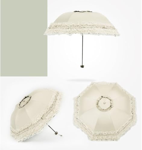 Honeystore Princess Lace Ultraviolet-Proof Folding Umbrella Anti-uv Dome Parasol - color: Style1 Ivory