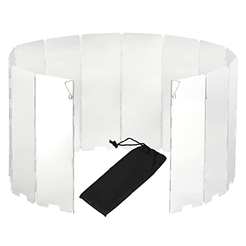 Camping Stove Windscreen 14 Plates Folding Outdoor Stove Windshield Camp Stove Wind Screen Aluminium Alloy Windshield for Butane Burner Grill Wind Blocker Shield - size: 14 Plates Windscreen