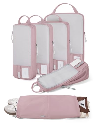 BAGSMART Compression Packing Cubes for Travel Essentials - color: Mist Purple-6 PCS, size: Set of 6