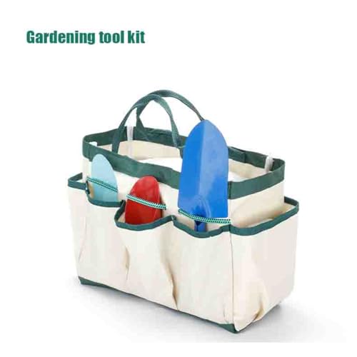 Gardening Tote Bag Garden Tool Bag with 9 Pockets Oxford Bag Storage Organizer Tote Bag for Outdoor Garden Lawn Yard-White - color: White