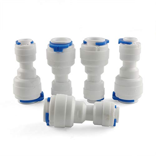 E-outstanding Quick Straight Connector 5PCS 1/4inch to 3/8inch OD Quick Straight Push Connector Water Tube Pipe Fitting Kit for RO Water Systems Purifiers Filters - size: 1/4 inches