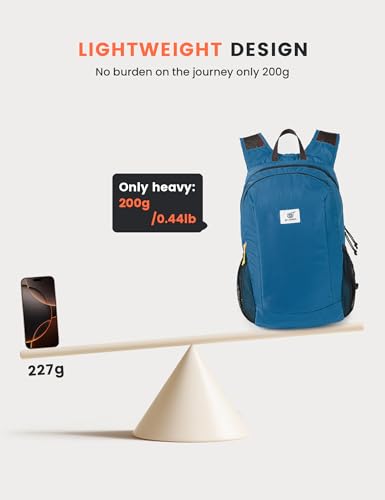 SKYSPER Hiking Backpack Ultralight Packable RFID Travel Daypack Small Nylon Stuff Pack 16L Outdoor Bag for Women Men - color: Blue