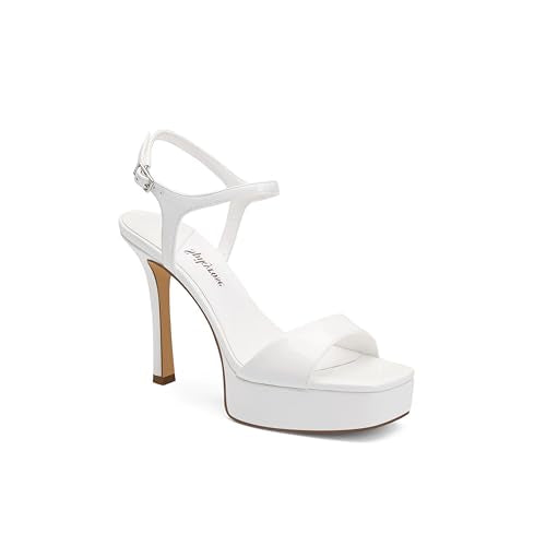 Amazon.com | Spikyrose Square Open Toe Stiletto Heeled Sandals for Women, White US9 | Glossy Patent Leather, 4.5 Inch Stiletto, Platform, Slingback, Adjustable Ankle Strap, Dress Shoes For Wedding Party | Heeled Sandals - color: White, size: 9