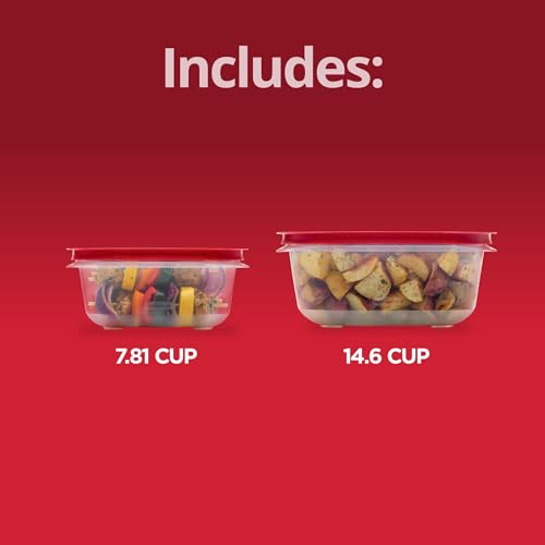 Rubbermaid 7.81- and 14.66-Cup EasyStore Square Containers, 2 Pack, Food Storage Containers, Food Storage Containers with Lids - size: 4-Piece