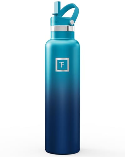IRON °FLASK 24 oz Narrow Mouth Water Bottle with Straw - color: Dark Night, style: Straw - 24 oz (1 Lid)