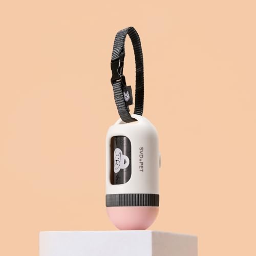 SVD.PET Dog Poop Bag Dispenser, Retractable Poop Bag Holder, White/Pink - color: White/Pink