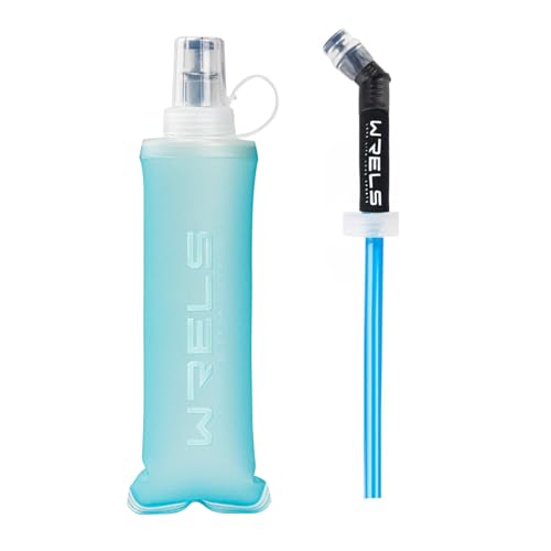 Soft Flasks Running Water Flask Folding Soft Water Bottles Small for Outdoor Sports Hiking Hydration Pack 5oz/8oz/17oz(SKY BLUE,8oz+Straw) - color: Green, style: 250ml/8oz with straw