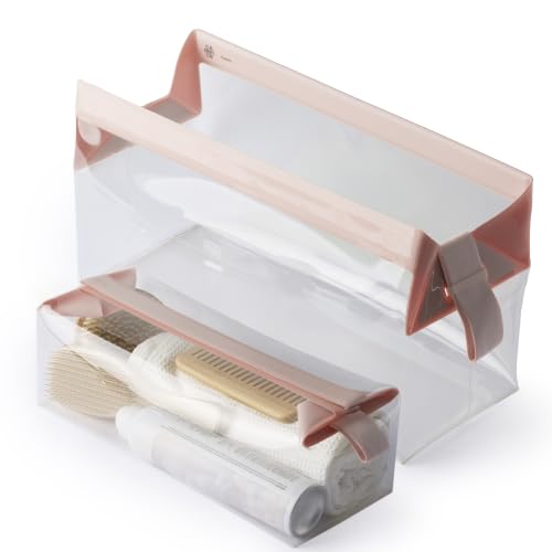 Cadence Parcel - Clear Travel Kit with Zipperless Magnetic Closure - Rose, Extra Large - Durable, Leak-Resistant and TSA Approved Toiletry Bag - Modular Organization - Recycled TPU (4 Qt) - color: Rose, size: Extra Large