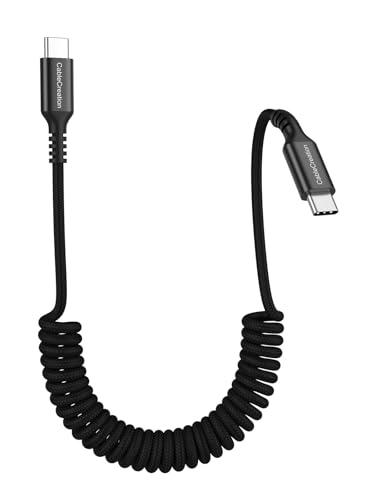 CableCreation Coiled USB C to USB C Cable, USB C Cable for CarPlay & Auto | Braided, Type C Charging Cable for Android Auto, iPhone 16, 15, Galaxy S24 / S23, Pixel, Tablet - size: 1Pack