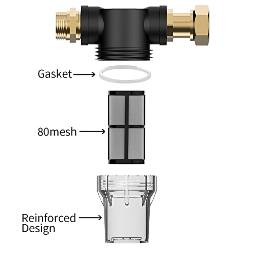 Garden Sediment Filter Premium Leakproof 3/4" Raw Water Strainer for Pressure Washer Inlet and Transfer Pump with 80 Mesh Screen