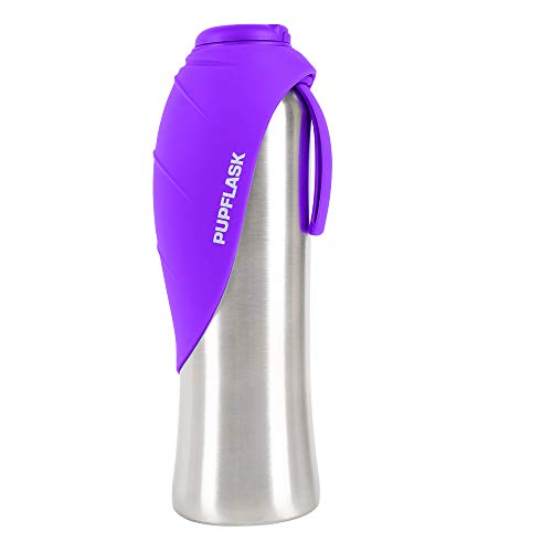 PupFlask Large Dog Water Bottle, Portable Stainless Steel Travel Bowl - color: Ultra Violet, size: 40 Ounce