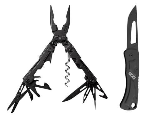 SOG PowerPint Mini Multi Tool - Utility Tool with 18 Lightweight Specialty Tools and SOG Centi II Folding Pocket Keychain Combo Set - Great Everyday Carry for Men or Women - color: Combo