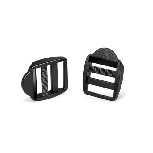 CooBigo 12 Pack Plastic Ladder Lock Buckles, 5/8" Ladder Slider Buckle for Backpack Strap Nylon Webbing Clip Replacement, Outdoor Camping Gear Sleeping Bag Tent Tie Down Strap Accessories (Black) - color: For Webbing Size: 5/8"(15mm) 12pack