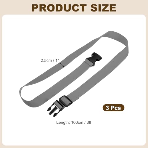 PATIKIL Utility Straps with Quick Release Buckle, (1 Inch x 3 Feet, Gray) (3 Pcs) Adjustable Luggage Polyester Straps Backpack Webbing, Suit for Sleeping Bag/Camping/Hiking - color: Gray, size: 1 Inch x 3 Feet