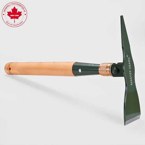 MASTIFF GEARS Folding Pick-Mattock & Pickaxe, WWII Inspired, 4.5mm 1050 High Carbon Steel, Premium Solid Wood, MOLLE Canvas Pouch, Emergency Safety Tool, Heavy Duty Camping Survival Gear - style: Folding Pickaxe