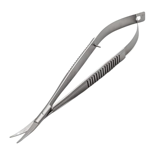 Micro Scissors 5.5" Curved Snip Embroidery Scissor Extra Sharp Tip Eyebrow Trimming Scissor Spring action Sewing Arts & Craft for Grooming thread Premium Stainless Steel Squeeze Applique Scissors. - style: Single