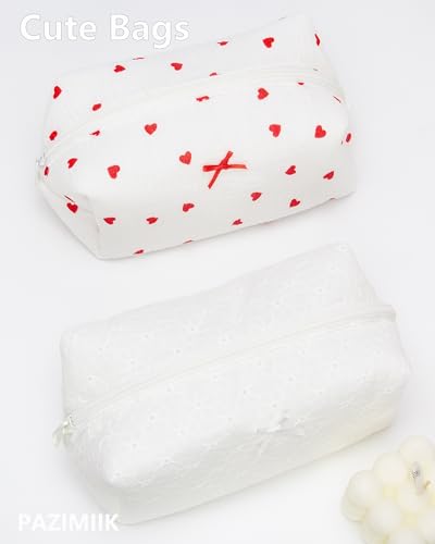 Cozy Makeup Bag for Women,Zipper Cosmetic Pouch,Embroidery Floral,2 Pack - color: Embroidery Floral