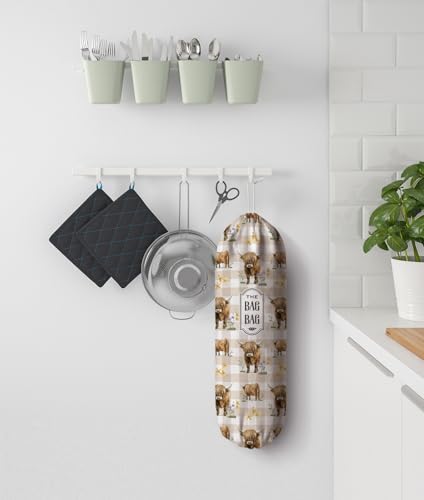 Highland Cow Plastic Bag Holder,Grocery Bag Holder Organizer Storage for Kitchen 23" x 9" - color: Highland Cow Brown