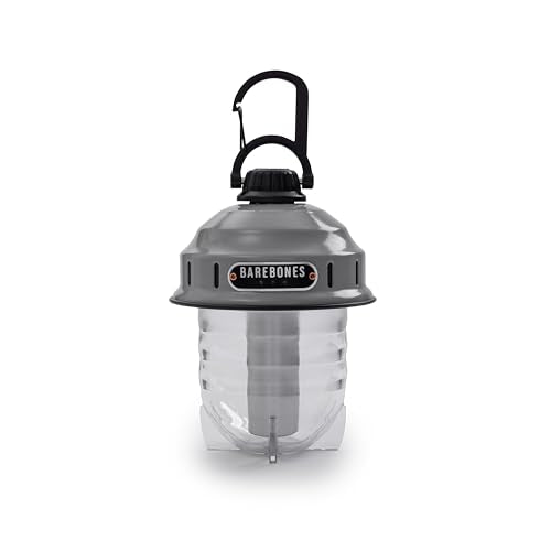 Barebones Beacon Hanging Light – State Grey, Rechargeable LED Camping Lantern with Adjustable Brightness – Weatherproof Vintage-Style Hanging Lantern for Outdoor Adventures and Year-Round Use - color: Slate Gray