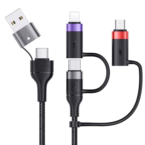 PD 60W USB C Multi Fast Charging Cable Nylon Braided Cord 5-in-1 3A USB/C to Type C/Micro/Phone Fast Sync Charger Adapter Compatible with Laptop/Tablet/Phone - color: Grey, size: 6.6FT