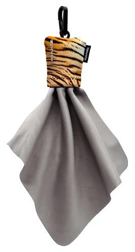 SPUDZ Classic Microfiber Lens Cleaner – Clip-On Pouch, Washable – for Binoculars, Scopes, Glasses, Screens | Classic | Tiger, 6 x 6 Inch - color: Tiger, size: 6 x 6 Inch