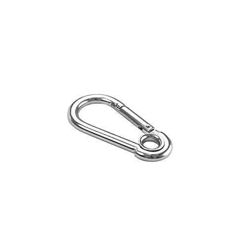 5pcs 3/16'' Stainless Steel Carabiner Clip Spring Snap Link with Eyelet, 110lb Load, 2 Inch Length - size: 3/16''