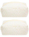 Cozy Makeup Bag for Women,Zipper Cosmetic Pouch,Embroidery Daisy,2 Pack - color: Embroidery Daisy