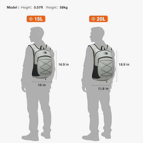 Ultra-Light Soft Hiking Daypack With Cushioned Breathable Back Panel | Sports Backpack, 20L, Gray - color: Gray, size: 20L