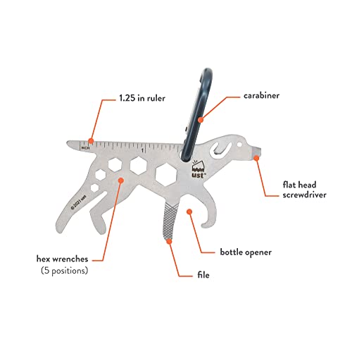 UST Tool-a-Long Multi-Tool Carabiners with Durable, Compact Stainless Steel Construction for Hiking, Kayaking, Camping, Travel and Outdoor Survival - style: Dog